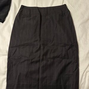 Classic Black Pinstripe Pencil Skirt - Women's